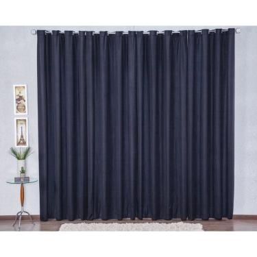 Imagem de Cortina Decorativa para Sala Quarto Escritório Malha Gel Ilhós Lisa 6,00m x 2,80m Preto