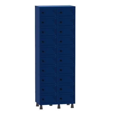 Imagem de Armário Porta Objetos de Aço 2 Vãos 20 Portas Pitão Pandin 1,90 m Azul Del Rey