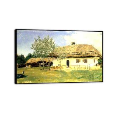 Imagem de Moldura preta. Pintura em tela Ilya Repin. Impressões de arte famosas. Reprodução de pinturas famosas. Imagens de arte de parede de decoração de casa moderna (casa camponesa) 30 x 48 cm (11,8 x 18,8