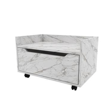 Imagem de Balcão Gabinete 60cm com 1 Gavetas e Rodízio BN3647 Mármore Branco - T