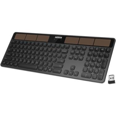 Imagem de Teclado solar sem fio Arteck Full Size Full Size Teclado para computador/desktop/PC/laptop/surface/Smart TV e Windows 10/8 / 7 / Vista/XP Construído e
