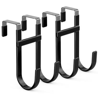 Imagem de FYY Ganchos sobre a porta – Pacote com 2 cabides organizadores de gancho duplo resistente com borracha antiderrapante para uso em toalhas, roupas, chapéus e bolsas no banheiro, quarto, cozinha – Serve