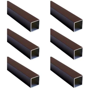 Imagem de Kwweeoo Tubo quadrado de alumínio marrom 6 peças 100 mm x 100 mm x 580 mm espessura de parede 3 mm, pacote com 6 10 cm tubo quadrado de alumínio cor café 4 x 10 x 0,3 x 58 cm (Appr)