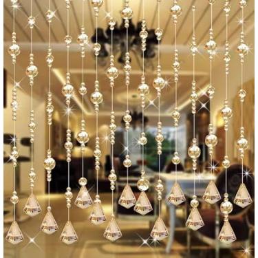 Imagem de Hanbinsen Cortina De Contas Cristal, Cordão Para Porta Com 20 Fios, Cortinas Pendurar, Divisória Ambientes Casa, Plano Fundo Casamento, Restaurante, Cafeteria, Quarto. (Champanhe)