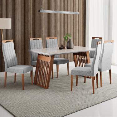 Imagem de Conjunto Sala de Jantar Moscou com 6 Cadeiras Grecia Madetal - Cinza