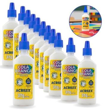 Imagem de Cola Branca Escolar Kit 12 Frascos 37g Acrilex