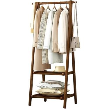 Imagem de Cabideiro De Madeira, Cabide Dobrável, Prateleira De Armazenamento, Cabideiro De Corredor Com Prateleiras Longas De 2 Níveis, Para Sala De Estar Quarto Corredor De Entr, Brown, 66CM