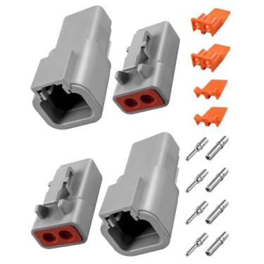 Imagem de Conector da série DTP de 2 pinos, conector elétrico impermeável 14-12 AWG 25A com tamanho 12 sólido, 2 conjuntos