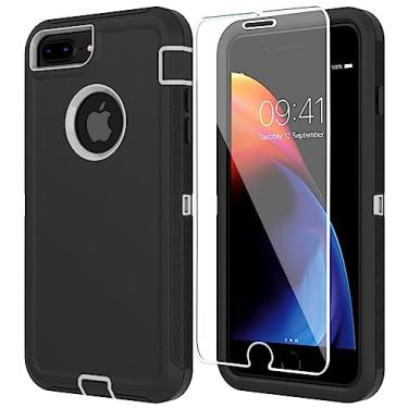 Imagem de ONOLA Capa compatível com iPhone 8/7 Plus com protetor de tela, [2 em 1] Capa de telefone de proteção resistente para iPhone 8/7 Plus (preto cinza)