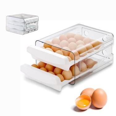 Imagem de Porta Ovos 32 Unidades Branco Organizador Empilhável para Geladeira co