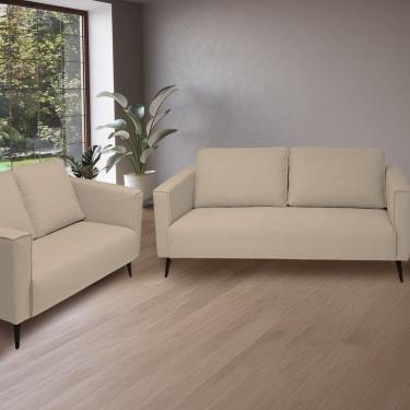 Imagem de Conjunto 2 Sofás 3 e 2 Lugares Tecido Safira Fun Bege