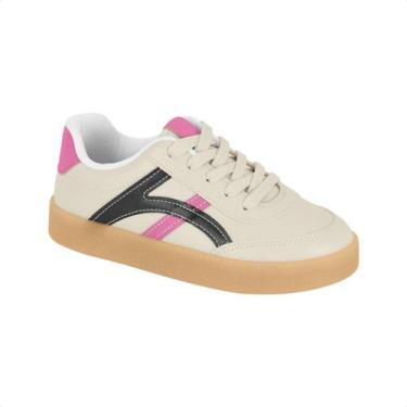 Imagem de Tênis Infantil Estilo Molekinha Casual, Branco off, Preto, Rosa, 29