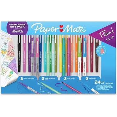 Imagem de Paper Mate Flair 24 canetas de feltro com ponta de feltro, pacote de presente multicolorido: ponta porosa de 0,7 mm, artigos de papelaria, conjunto de 24 canetas