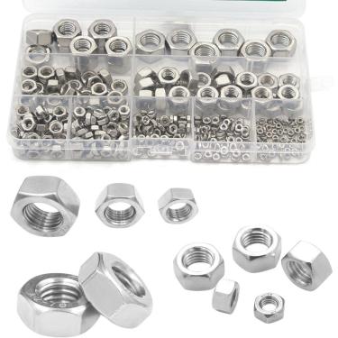 Imagem de Kit 341 Porcas Sextavada Aço Inox M2 M3 M4 M5 M6 M8 M10 M12