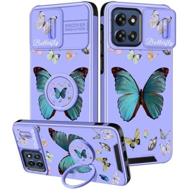 Imagem de Goocrux Capa para Moto G Stylus 5G 2025 - Capa de telefone feminina bonita e exclusiva design estético capa de câmera deslizante com suporte de anel capas para Motorola G Stylus 5G 2025, borboleta