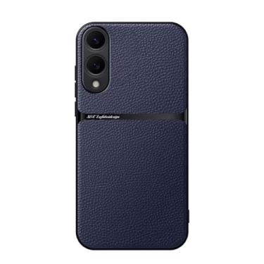 Imagem de Kepuch Capa para Samsung Galaxy S25 Edge - Litchi Grano Case Placa de Metal Embutida - Azul