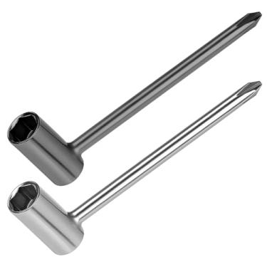 Imagem de MBAIYO 2 chaves de haste de treliça de guitarra, 5/16" (8 mm) + conjunto de chaves de haste de treliça de 21 mm, chave de ajuste de reparo de guitarra, chave de fenda cruzada, ferramenta de reparo de
