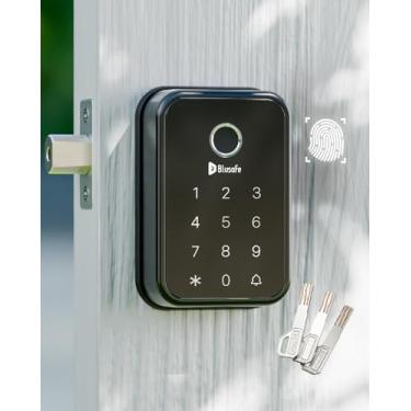 Imagem de Fechadura inteligente com impressão digital Fechadura de porta de entrada 4 em 1 Smart (nuvem preta)