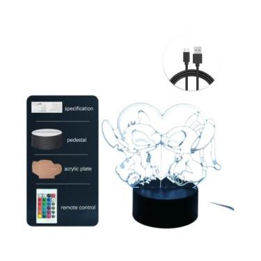 Imagem de Luz Noturna 3D Stitch Com Controle Remoto, Lâmpada Decorativa De Toque