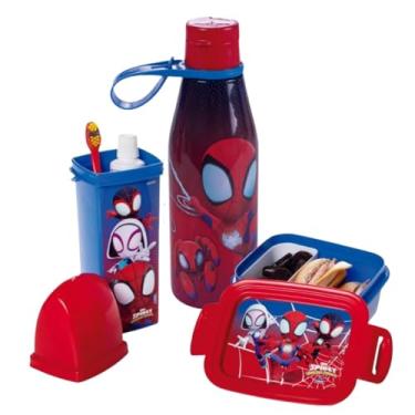 Imagem de Kit Lanche 3 Peças Lancheira Infantil Plasutil Garrafa Marmita Dental case (Spidey)