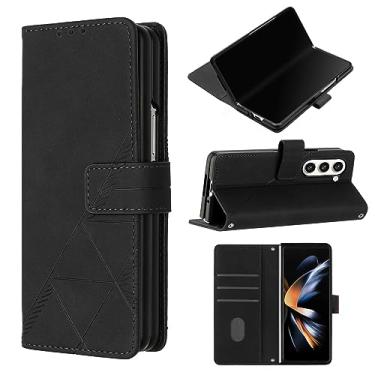 Imagem de Asdsinfor Capa para Samsung Galaxy Z Fold 6, capa carteira de couro PU premium com suporte para cartões de crédito fecho magnético à prova de choque flip capa de proteção para Galaxy Z Fold 6 Preto