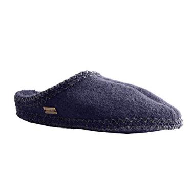 Imagem de HAFLINGER Sola de feltro de lã unissex AS Pantufas, Azul marino, 12 Women/10 Men