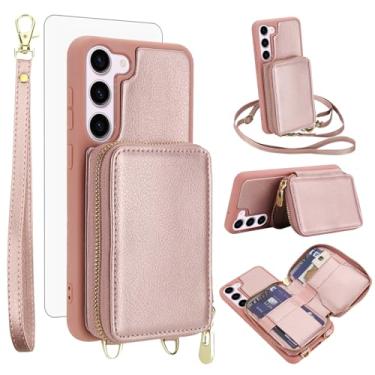 Imagem de Capa de celular para Samsung Galaxy S23 Plus S23+ 5G carteira celular com protetor de tela, alça transversal, cordão com bloqueio de RFID, suporte para cartão S23plus 23S + S 23 23+ SM-S916U 16,8 cm