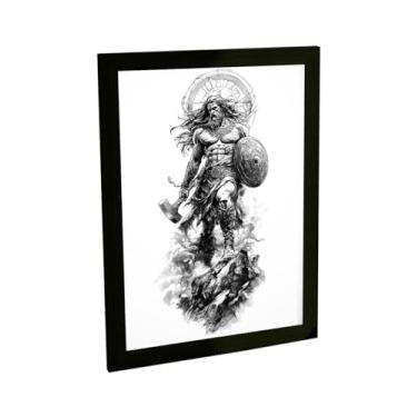 Imagem de Quadro Decorativo Thor Mitologia Nórdica Ilustração Grafite Decoração Poster Quarto Sala