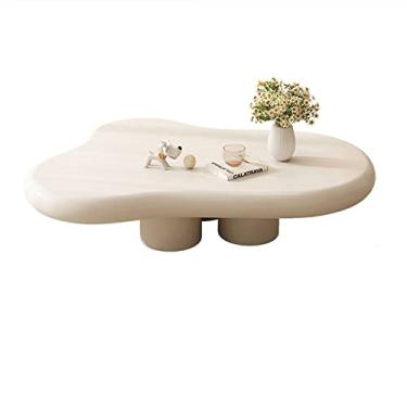 Imagem de Mesa de centro de design simples 99 cm em forma de nuvem, mesa de chá, mesa central moderna feita de painel de fibra para sala de estar, casa, escritório, suporte de pernas resistente, aba lateral