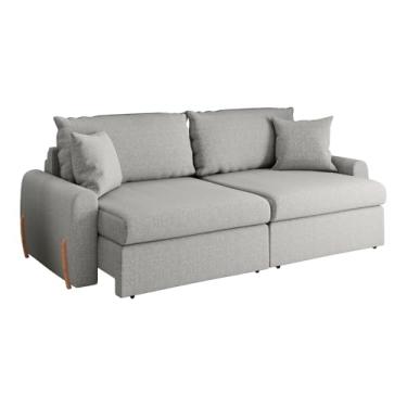 Imagem de Sofá Cama Retrátil 3 Lugares 2,16m com Almofadas Linho Baltik