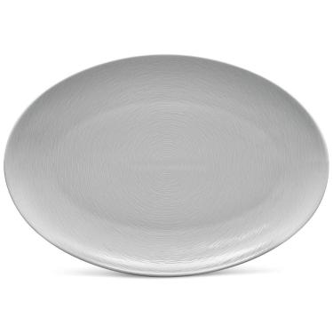 Imagem de Prato Oval 40 cm em Porcelana, 01 Unidade, Noritake GoG Swirl, Cinza