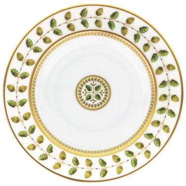 Imagem de Prato Elegante com Estilo Clássico, Formato Redondo e Material de Porcelana, Bernardaud 0657023, Branco e Verde