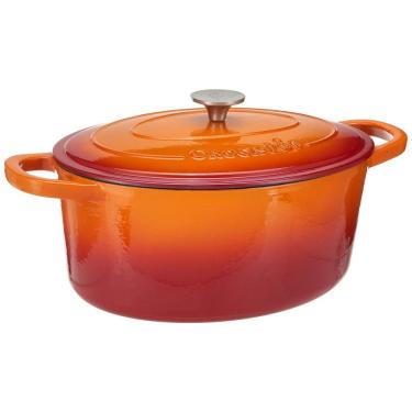 Imagem de Panela de Ferro Fundido Oval 8 Litros Forno Holandês Esmaltado e Antiaderente, CROCK POT 109474.02, Laranja