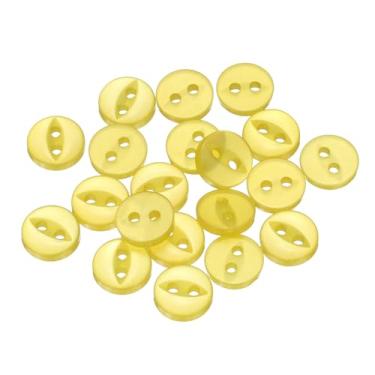 Imagem de Generic 20 peças de botões de costura redondos amarelos 14L 9 mm 11/81.3 cm resina 2 furos olho de peixe botão de substituição para artesanato, calças, saia, roupas, botões de fixação