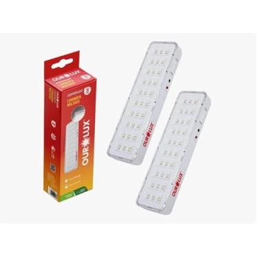 Imagem de Kit 2 Luminária Emergência 2w 30 Leds Recarregável 6500k