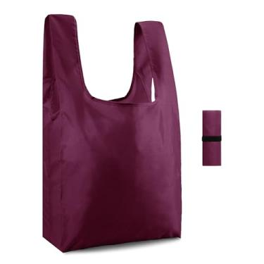 Imagem de Sacolas de compras reutilizáveis bordô de poliéster dobrável, estampa geométrica de flores de animais fofos, sacolas de compras reutilizáveis, extra grandes, resistentes de 23 kg, laváveis na máquina