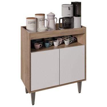 Imagem de Aparador Buffet Cantinho Do Café 70,5cm 2p Marie M12 - D'rossi Cor Freijó E Branco