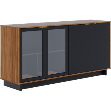 Imagem de Balcao Buffet Aparador 160 Cm 4 Portas V1524 Noce Milano Preto Clb Noce Milano Preto