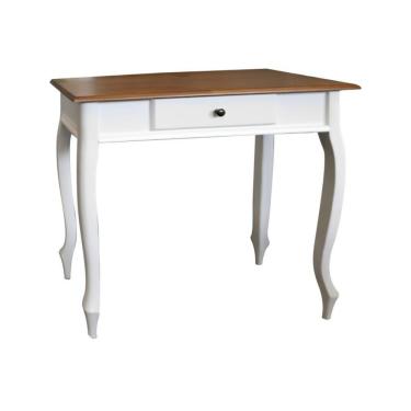 Imagem de Aparador De Sala Rústico Madeira 1 Gavetas Pés Luiz Xv - Branco Laca Com Tampo Imbuia Glazer