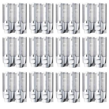 Imagem de Dispenser Duplo Kit 12 Unidades Alcool Gel Sabonete Liquido Shampoo Banheiro Shopping Restaurante