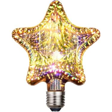 Imagem de Lâmpada de fogo de artifício 3D, lâmpada LED E27 AC 85-220V 4W G95 Retro Edison Starry para decoração de Natal (estrela)