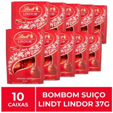 Imagem de 10 Caixas de 37g, Bombons de Chocolate Suiço, Lindt Lindor