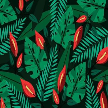 Imagem de Quadro Decorativo Estampa Hand Drawn de Verão Tropical - Pintura Artesanal para Decoração Moderna 40x40cm