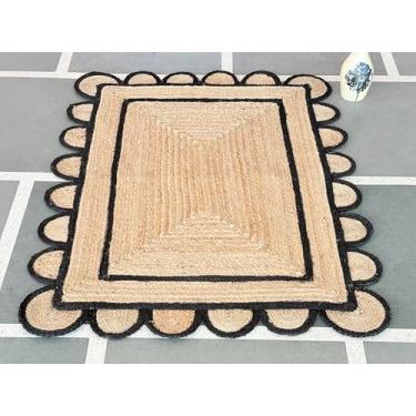Imagem de PATEL EXPORTS Tapete de juta recortado 20 x 25 cm, 25 x 25 cm, tapete de borda recortada, tapete decorativo de Natal, tapete de juta natural, tapete de juta tecido à mão, tapete personalizado (tapete