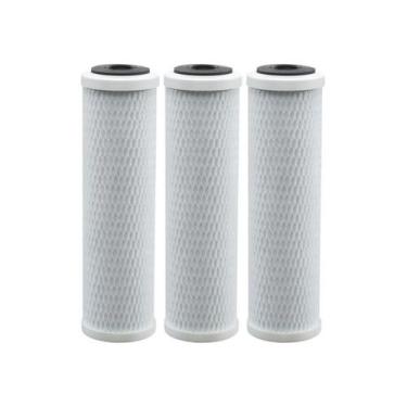 Imagem de Kit Com 3 Refil Carbon Block Carvão Ativado 9 3/4 10 Filtro - BR Fish 