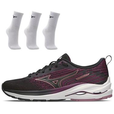 Imagem de Kit 1 Tênis de Corrida Feminino Mizuno Wave Vitality 5 e 3 Pares de Me