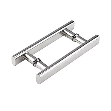 Imagem de ZDJZMGZ Puxador de porta de vidro de aço inoxidável polonês cromado puxador de barra traseira para gabinetes de banheiro tela de chuveiro porta de vidro, puxador de porta de empurrar e puxar (145 mm