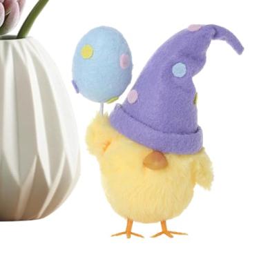 Imagem de Decoração de mesa de feltro para pintinho de Páscoa | Estátua de mesa de pintinho macio com chapéu, adereços engraçados para fotos de Páscoa, suprimentos para festas de Páscoa para lareira, armários