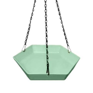 Imagem de Banheira de pássaros para exterior - alimentador de papagaio externo poligonal, tigela de água pendurável, decoração de jardim para janela, pátio, varanda, parque interno, terraço, família, observação