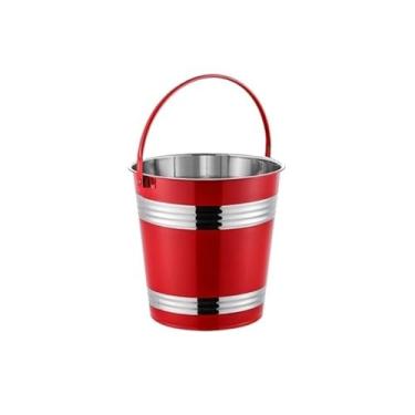 Imagem de Baldes de gelo 304 aço inoxidável balde de gelo bar restaurante balde de grão de gelo batatas fritas frango frito lanches transporte balde champanhe vinho tinto bar balde de gelo (vermelho, grande)